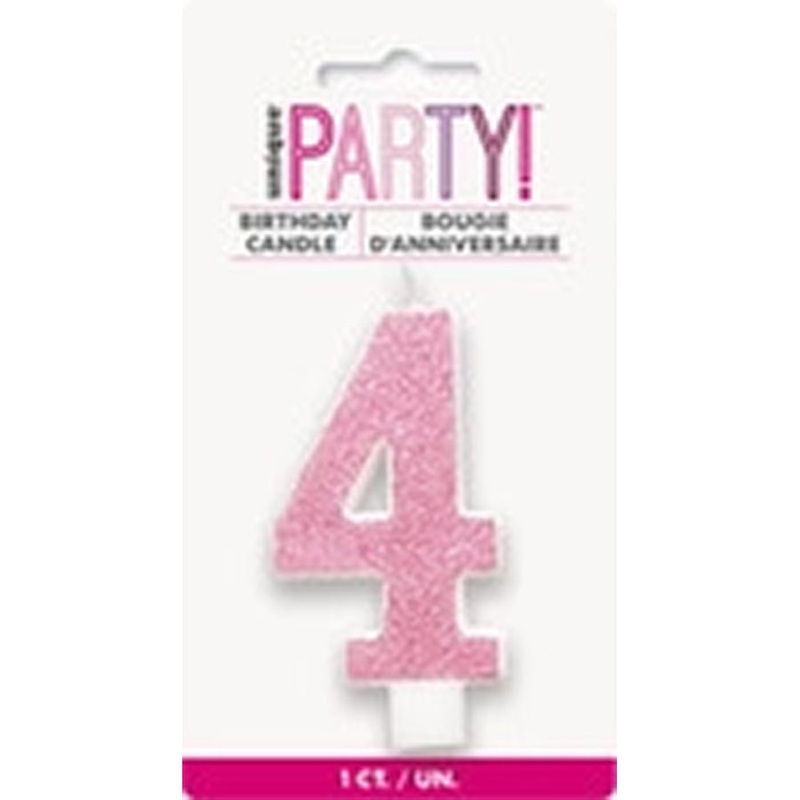 NUMERAL CANDLE 4 - PINK