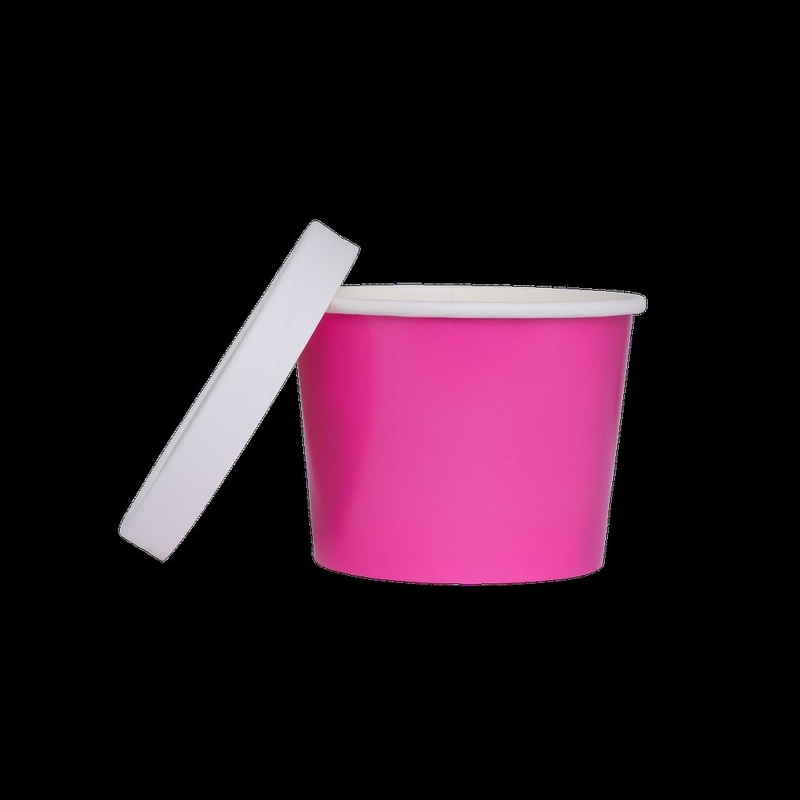 Paper Luxe Round Party Favour Loot Container Tub & Lid Flamingo Pink Pk 5