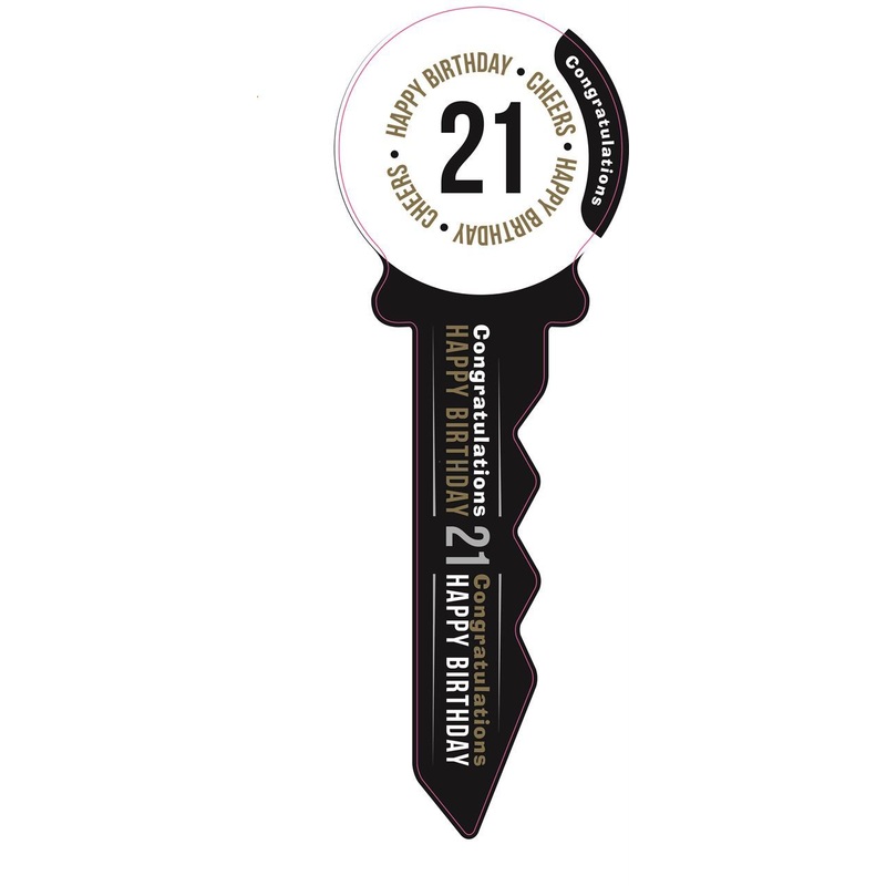 Signature Key 21st Happy (Twenty- First) Birthday Black & Gold