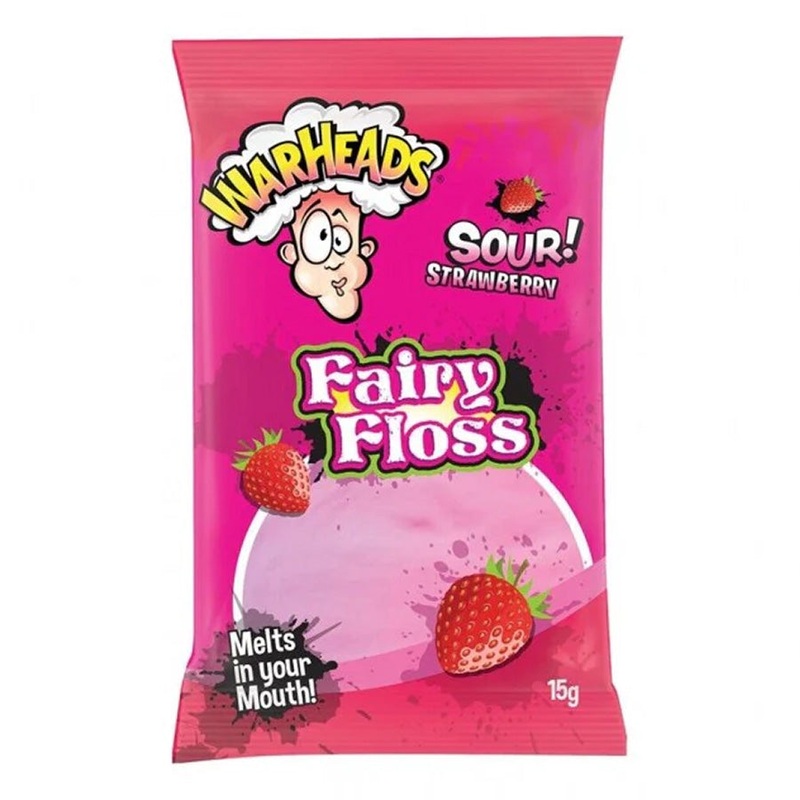 Warheads sour strawberry Fairy floss 15g