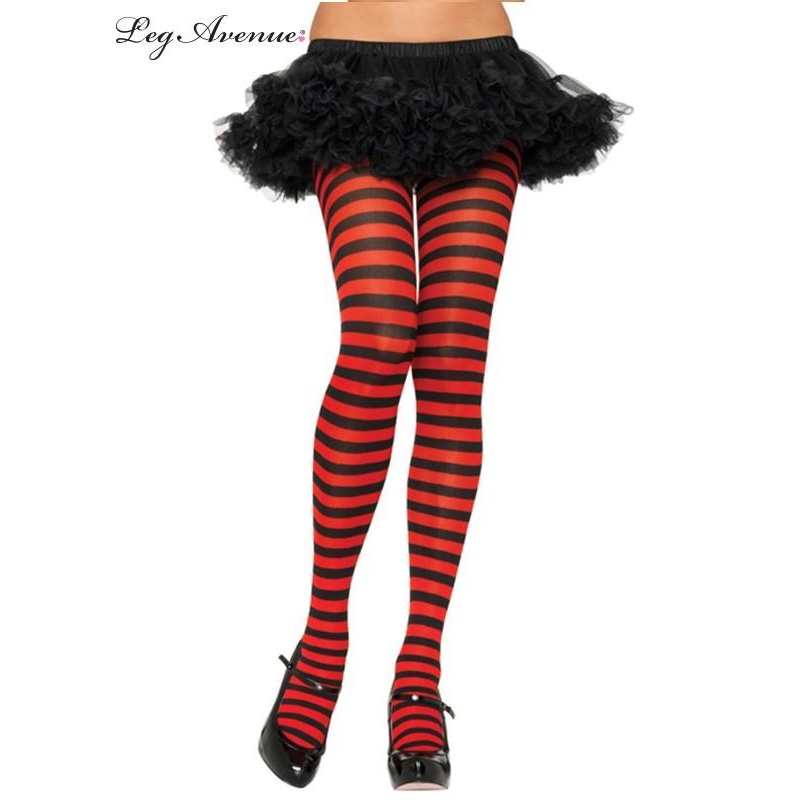 Pantyhose/Stocking Black/Red Striped