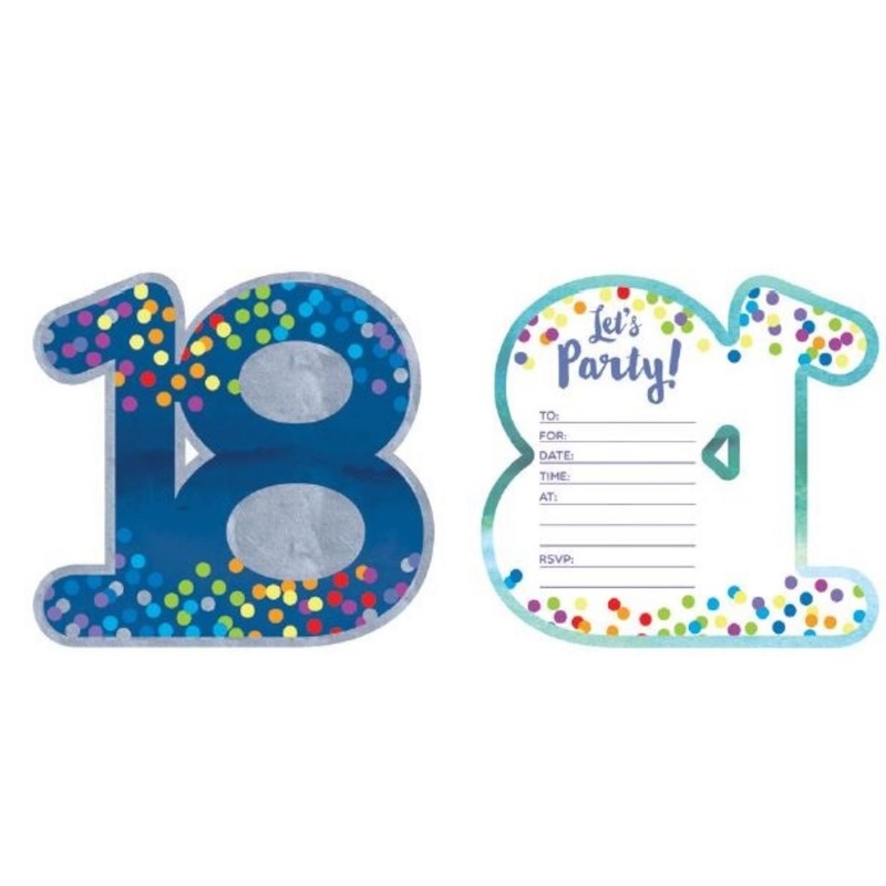 Party Invitation Pk/8 18th (Eighteenth) Birthday