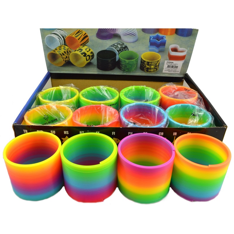 Novelty Toy Neon Rainbow Spring Plastic 7.5cm Each