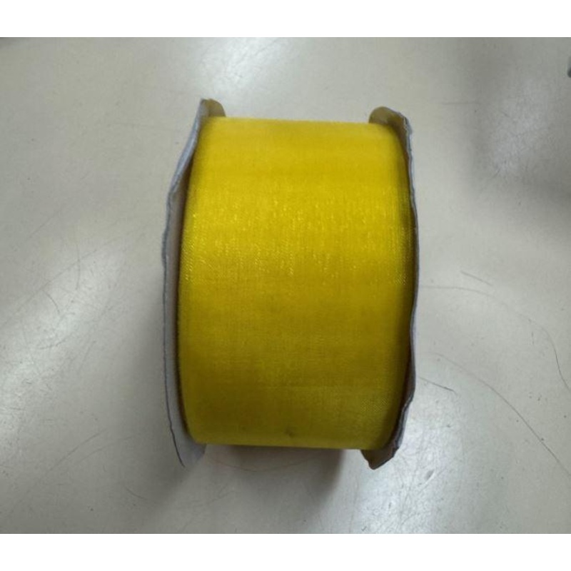 Organza Ribbon Yellow Cut Edge 50mm x 100m