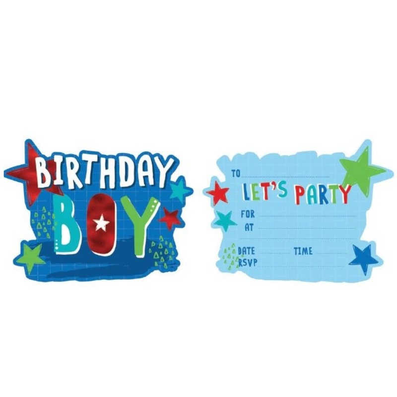 Party Invitation Pk/8 Birthday Boy