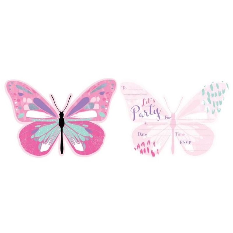Party Invitation Pk/8 Butterfly Flutter
