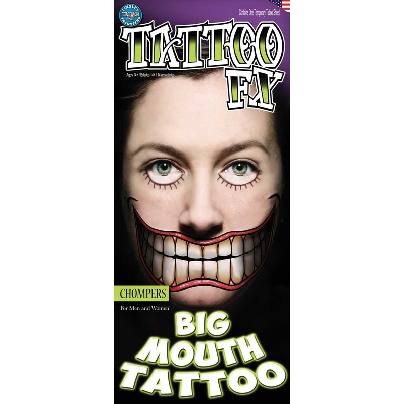 Temporary Tattoo Chompers Big Mouth Pk 2