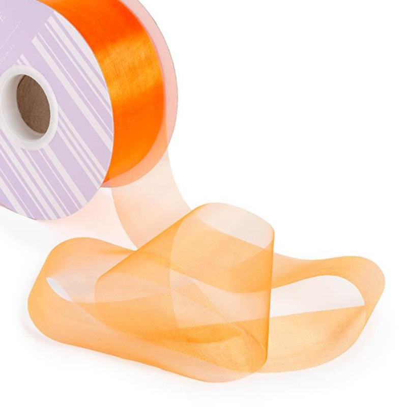 Organza Ribbon Orange Cut Edge 50mm x 100m