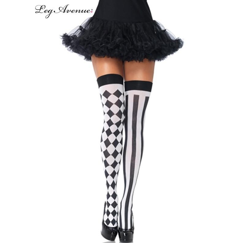 Pantyhose/Stocking Thigh Hi Harlequin/Heart Clown