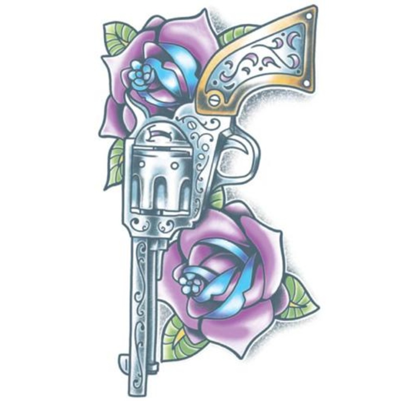 Temporary Tattoo Pistola Gun Day Of The Dead Tinsley