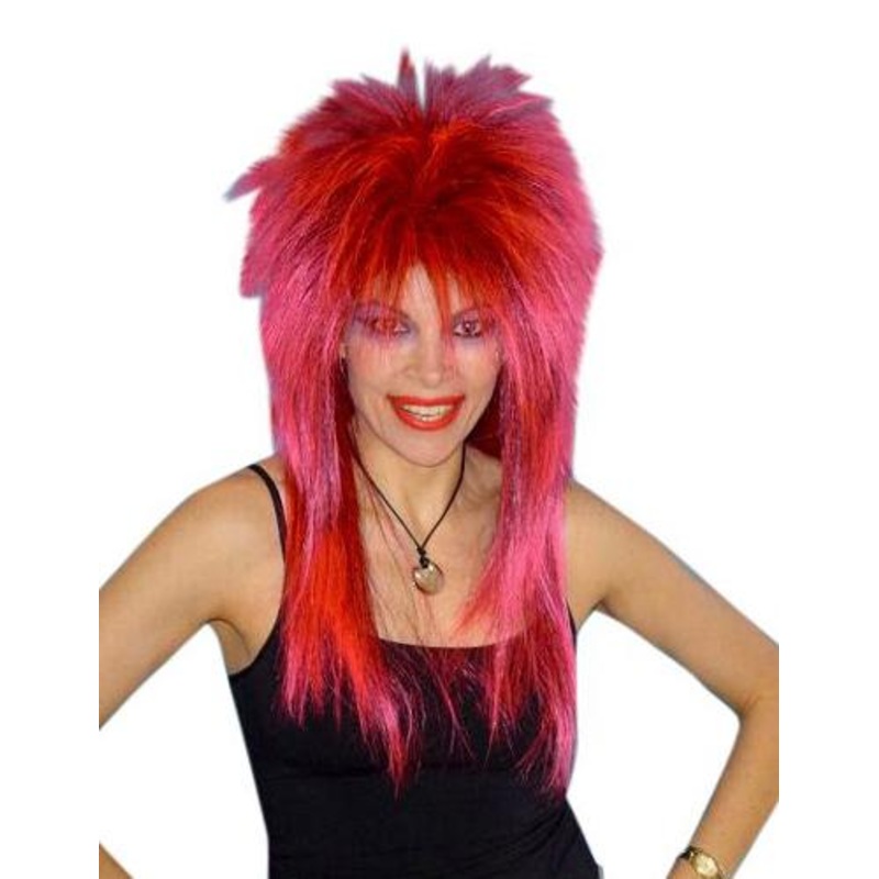 Wig Spiky Punk Vamp Pink & Black 1980s