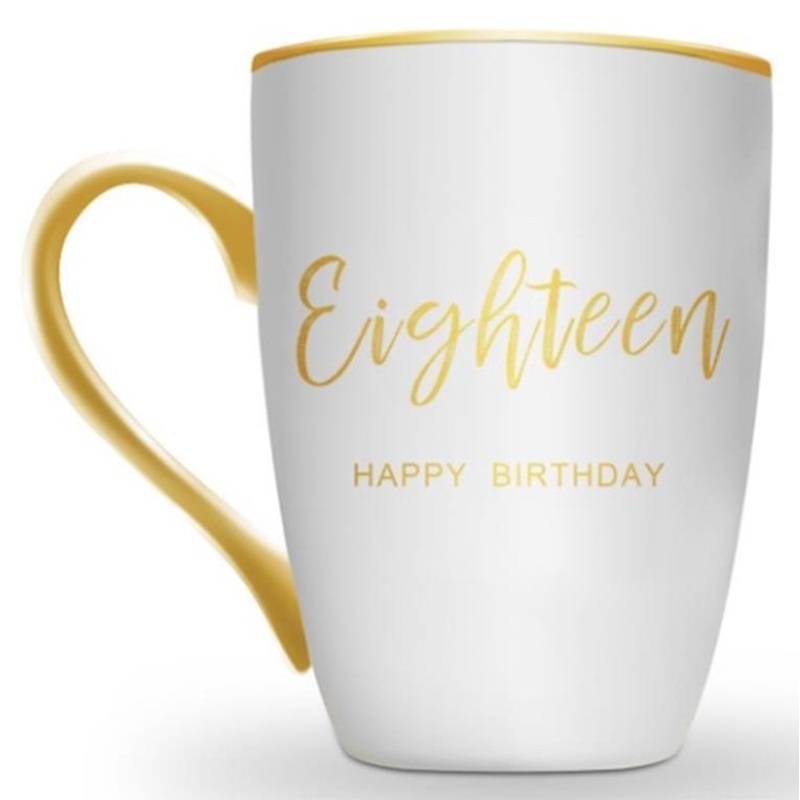 Mug White 18th Birthday Gold Script