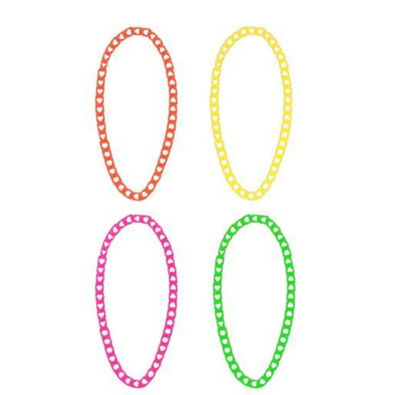 Neon Chain Necklaces 1980s Pk/4