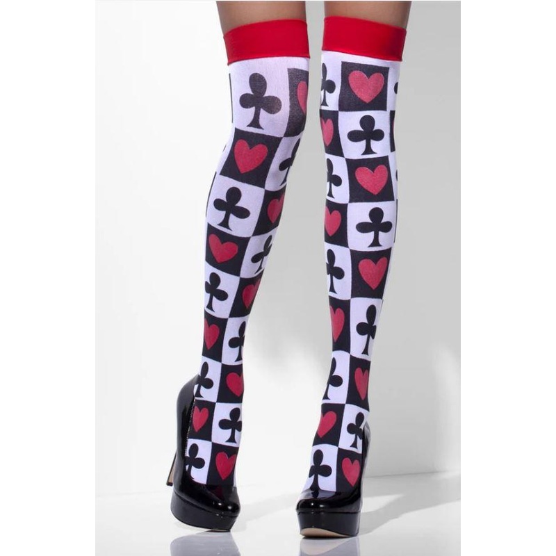 Pantyhose/Stocking Thigh High Casino Poker Cards Clubs & Hearts