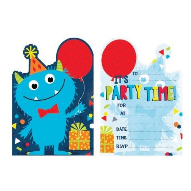 Party Invitation Pk/8 Monster