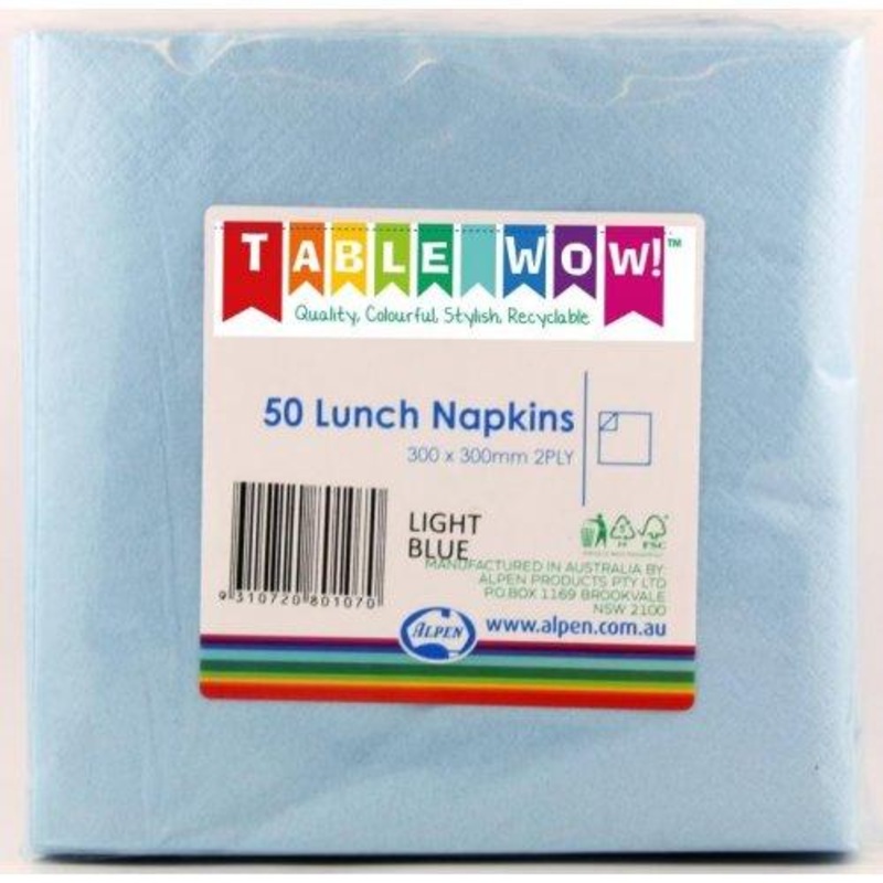 Napkin 2ply Light Pastel Blue Lunch Pk/50