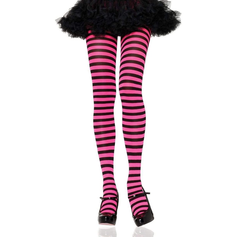 Pantyhose/Stocking Black/Pink Striped