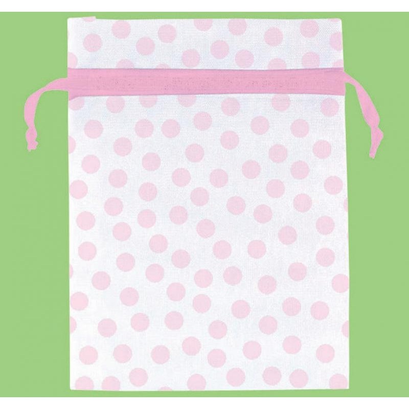 Pink Dots Organza Bags Pk/12