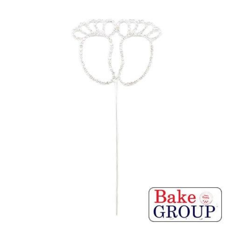 Topper Diamante Baby Feet 7cm
