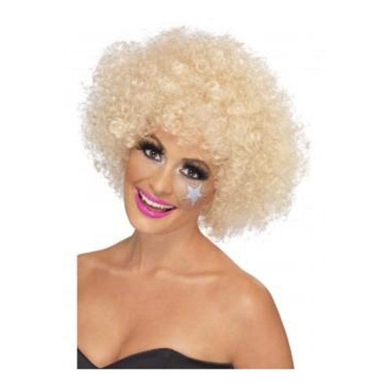 Wig Short Blonde Perm/Afro Kath Style Disco 1970s Costume Accessory