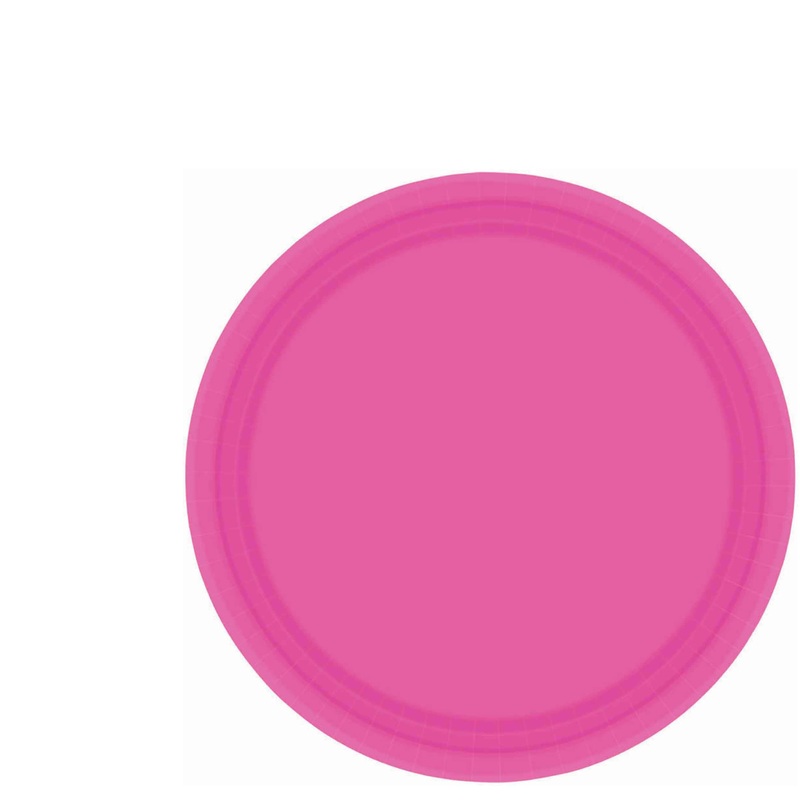 Paper Plates 17cm Bright Pink Round 20 Pack