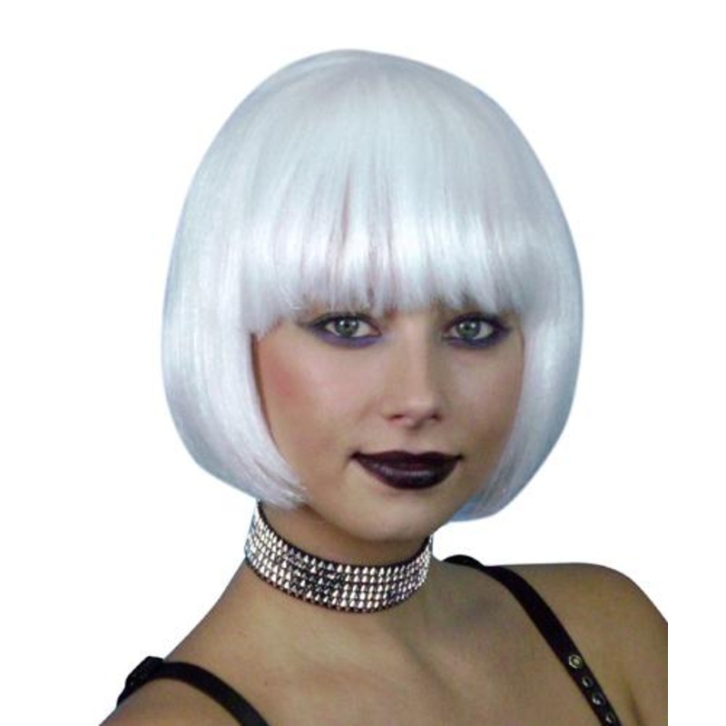 Wig Bob Neon White Short Deluxe Chin Length Costume Accessory
