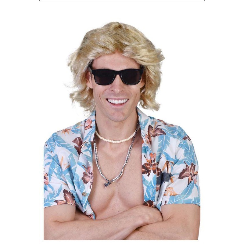 Wig Mick Blonde Short Wavy Beach Surfer Costume Accessory