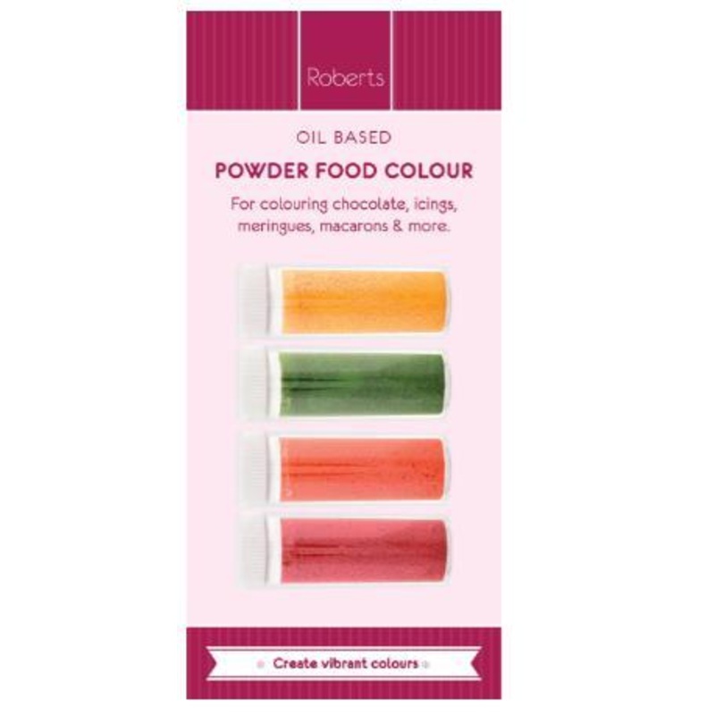 Roberts Powered Food Dye Pk/4 Orange Yellow Red Green