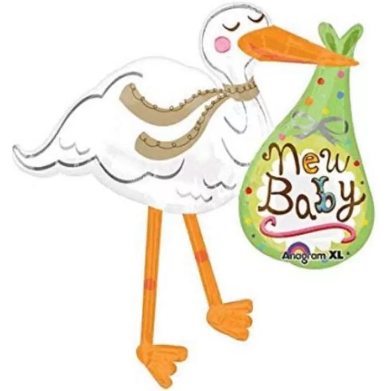 Anagram New Baby Stork Foil Balloon 39in