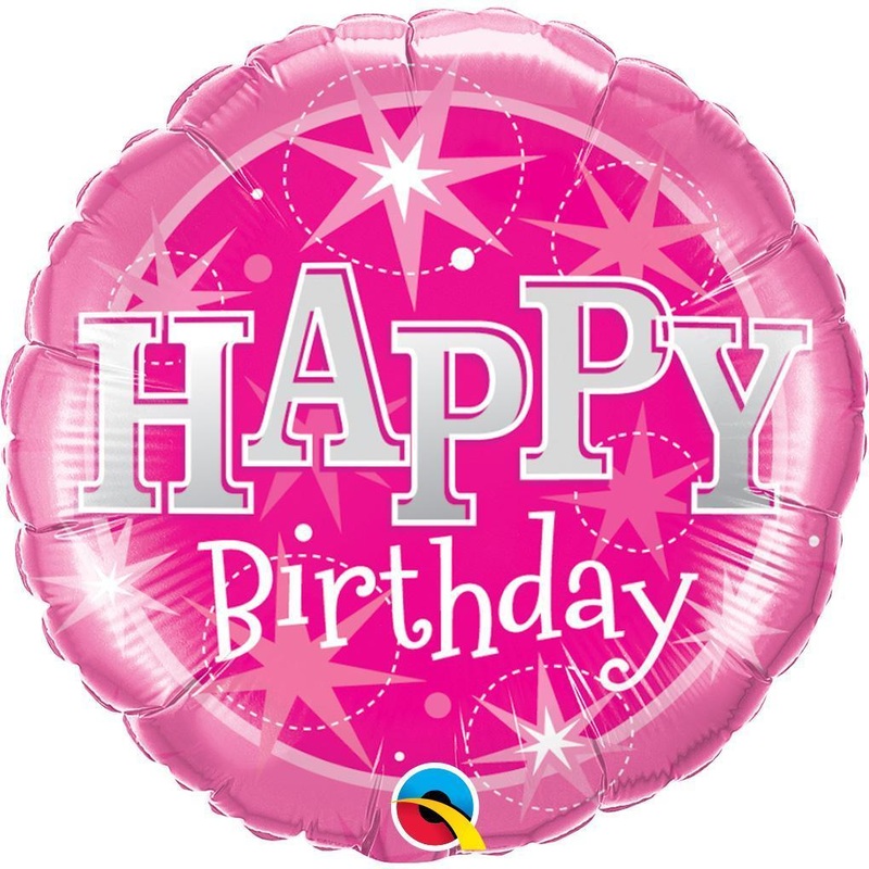 Birthday Pink Sparkle Round Pink Foil Balloon 18in / 46cm