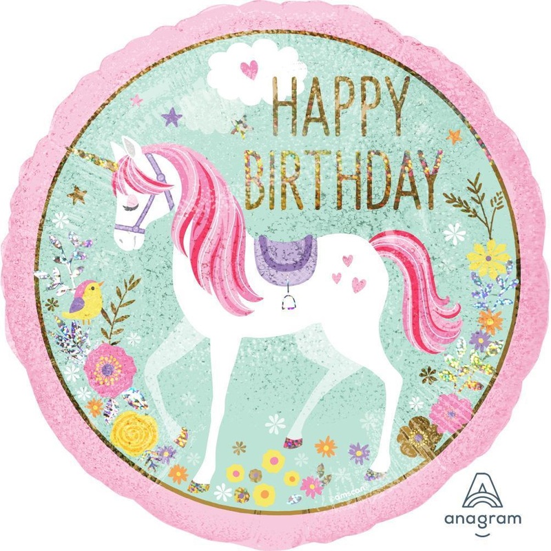 Magical Unicorn Birthday Die Cut Foil Balloon 18in / 46cm