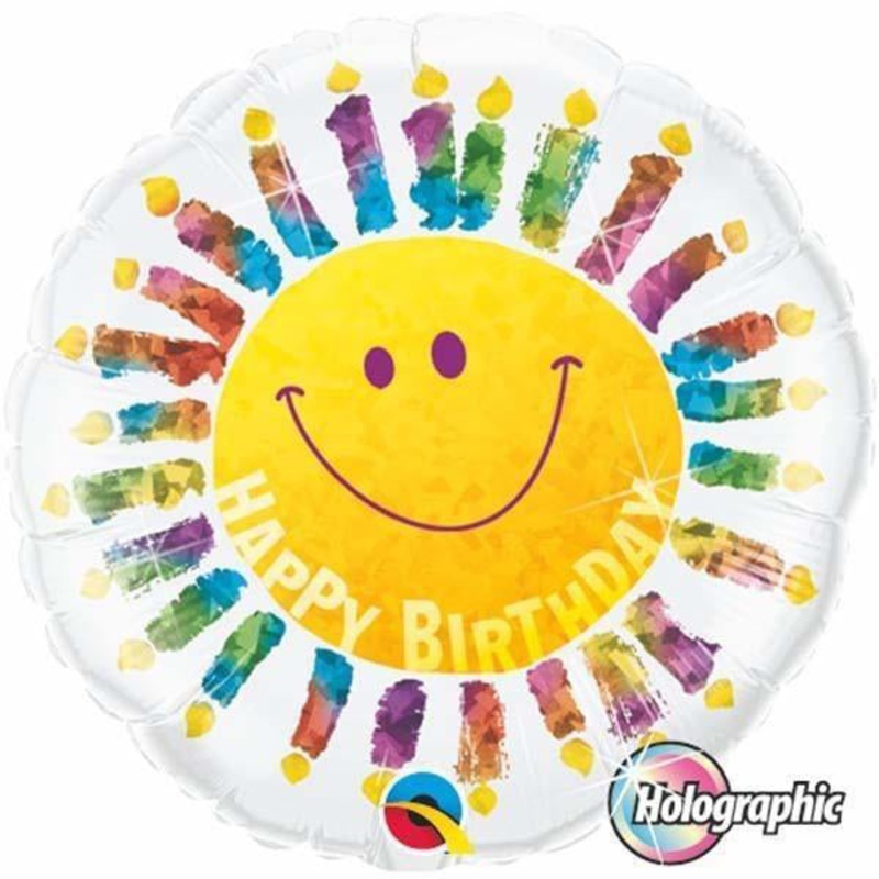 Qualatex Birthday Smile Face & Candles Foil Balloon 18in