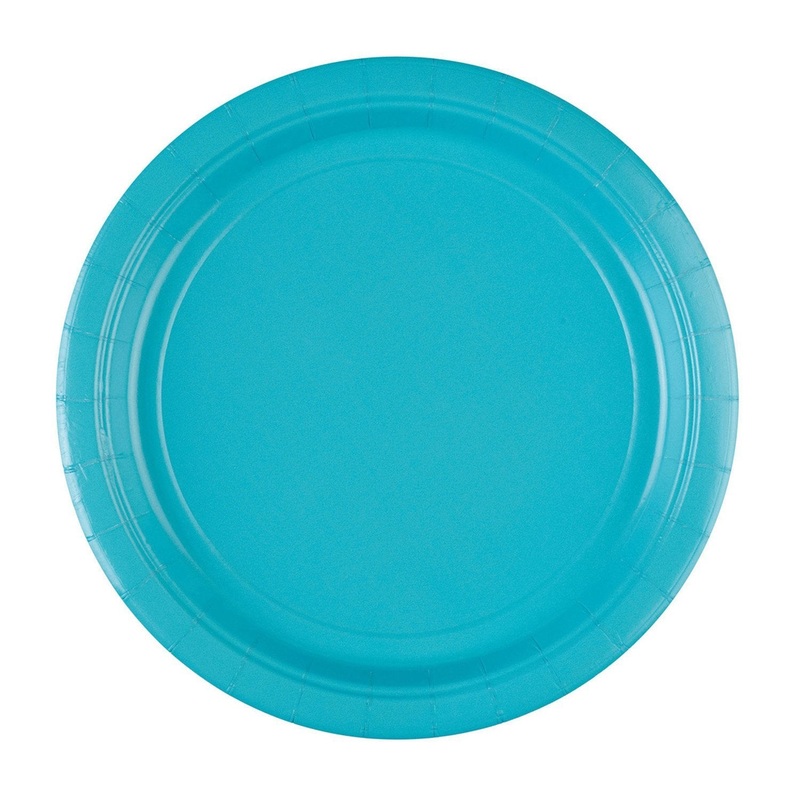 Round Paper Plates 9in - Caribbean Blue - Pack of 8