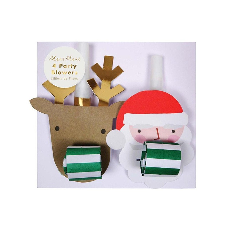 Santa Reindeer Party Blowers - Pack of 4