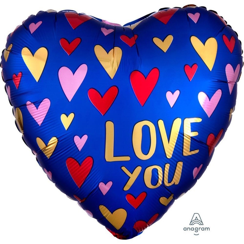 Satin Navy & Gold Love Heart Blue Foil Balloon 18in / 46cm