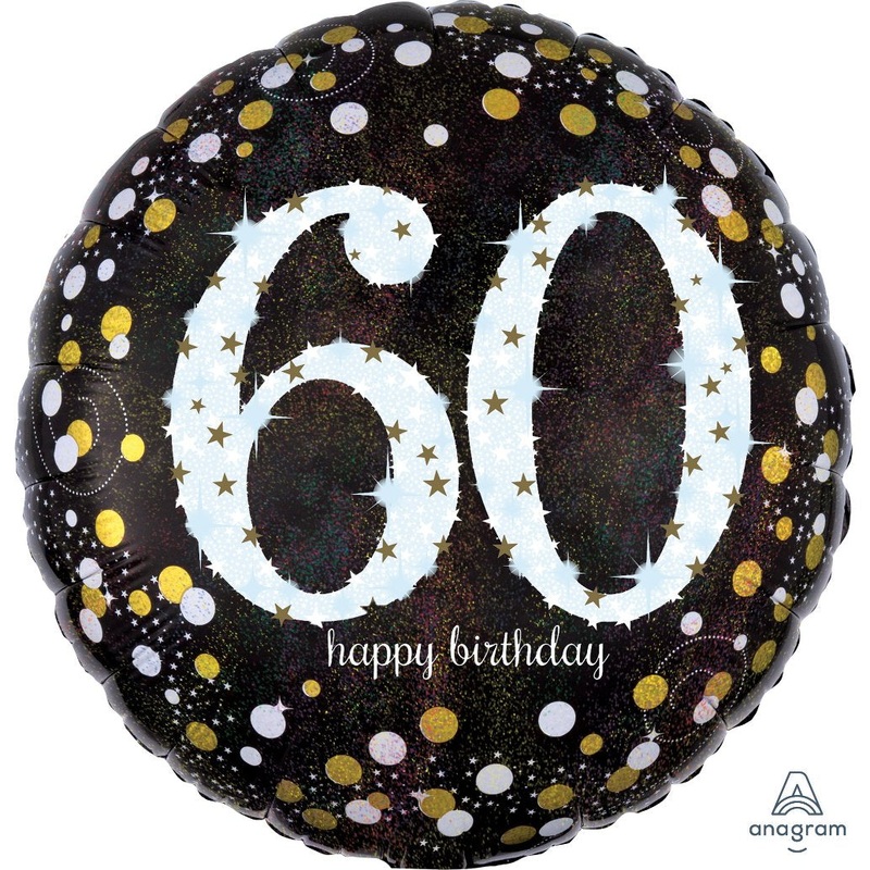 Sparkling Happy Birthday 60 Round Foil Balloon 18in / 45cm