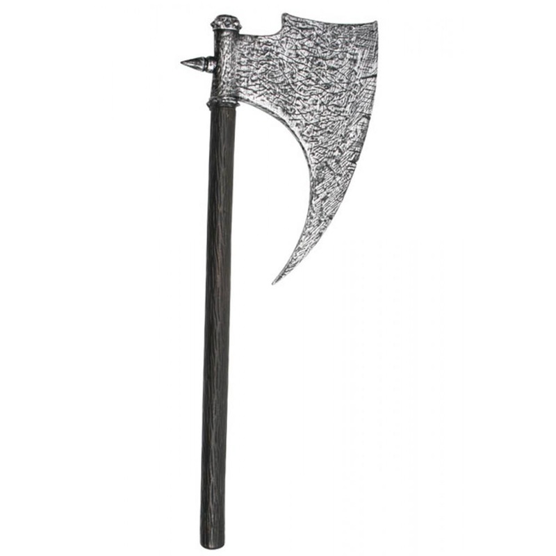 Weapon Costume Prop Axe Medieval Stone/Wood Look 90cm Plastic Toy