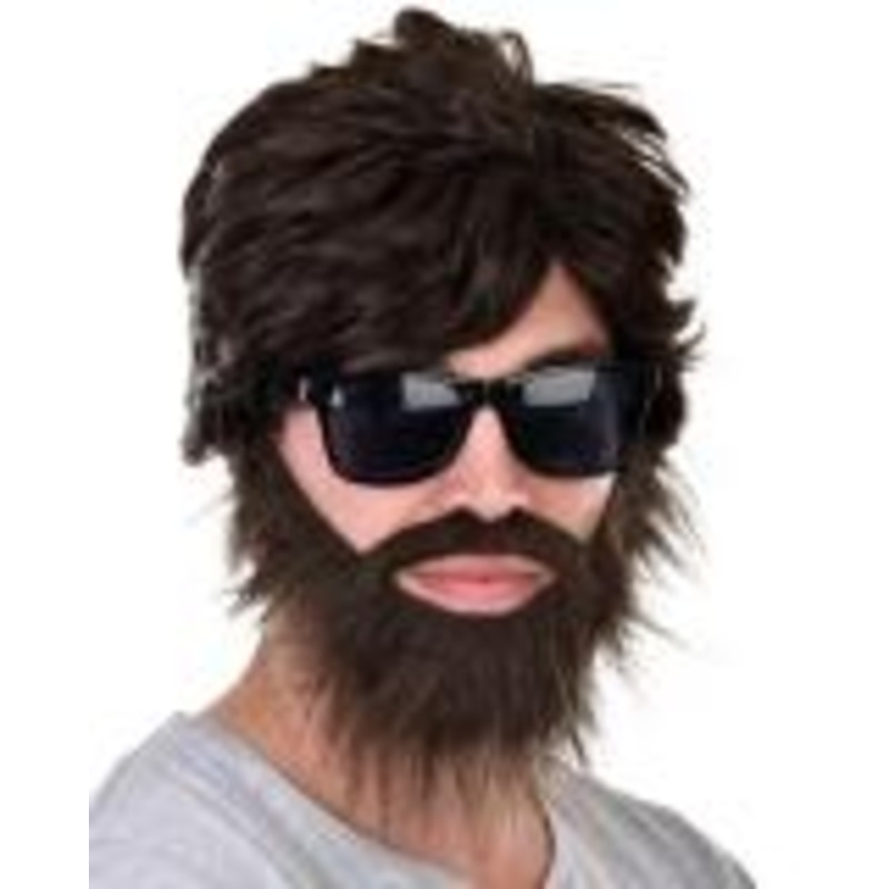 Wig And Beard Brown Alan Costume Accessory