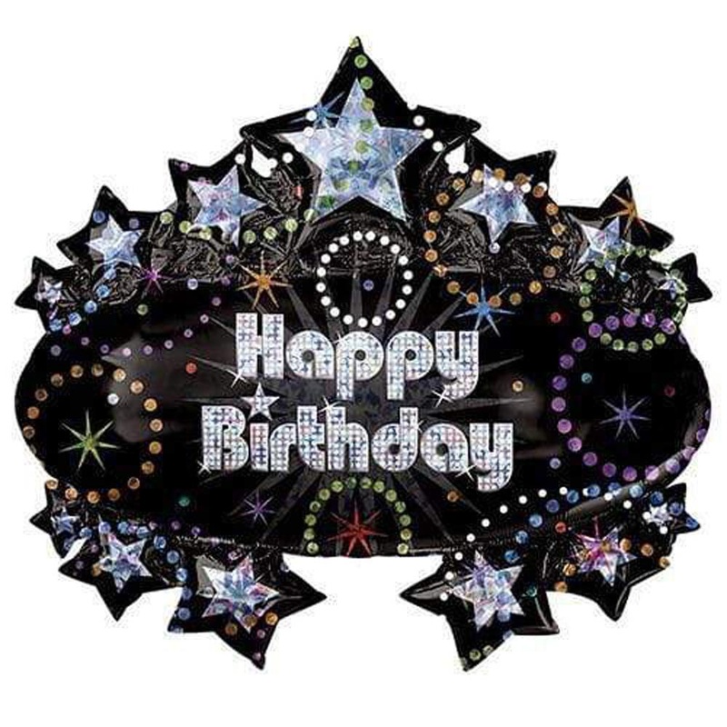 A Time To Party Marquee Happy Birthday Die Cut Foil Balloon 28in x 31in / 72cm x 79cm