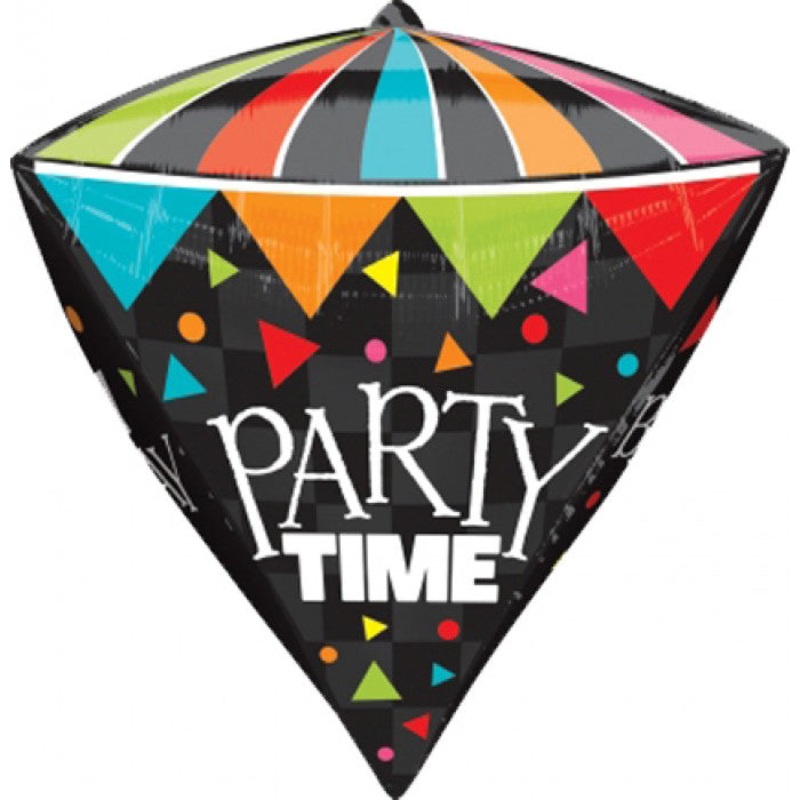 Anagram Happy Birthday & Party Time Diamondz Foil Balloon 17in