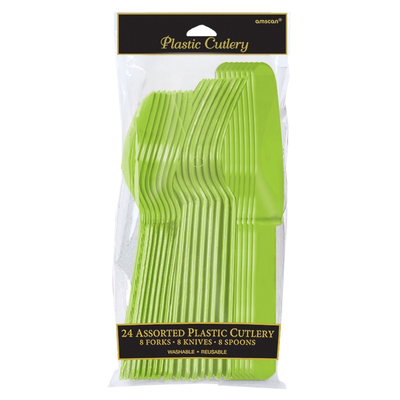 Assorted Plastic Cutlery Set - Kiwi - Pack of 24