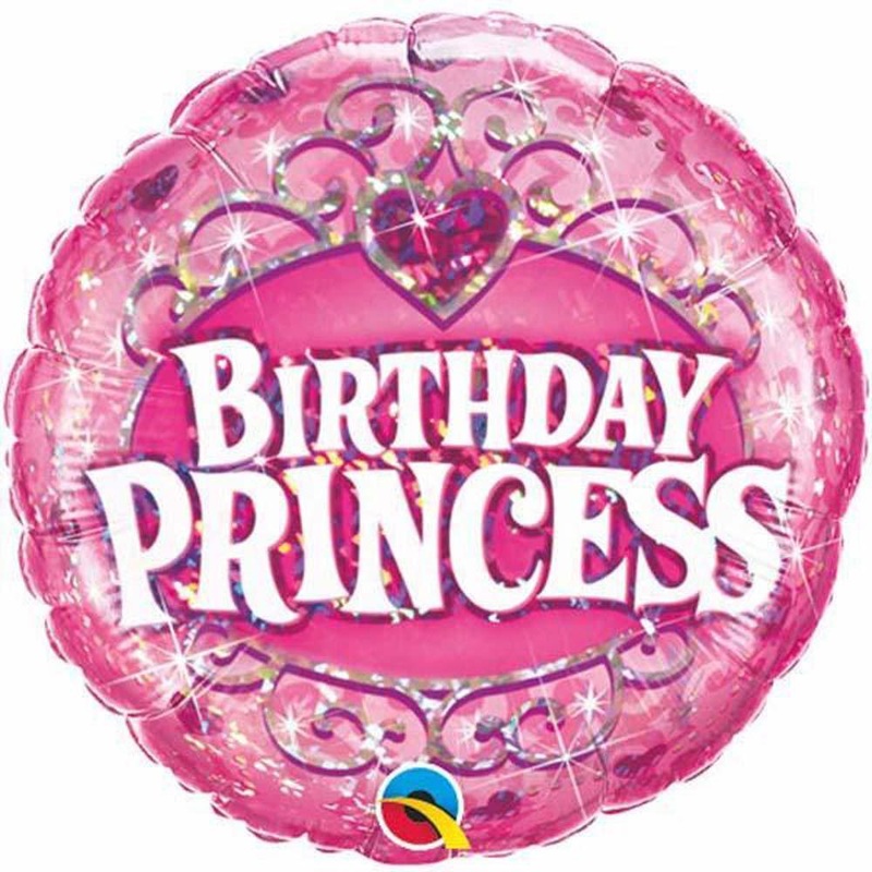 Birthday Princess Round Pink Foil Balloon 18in / 46cm