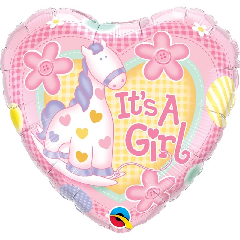 It's A Girl! Soft Pony Pink Heart Foil Balloon 18in / 46cm