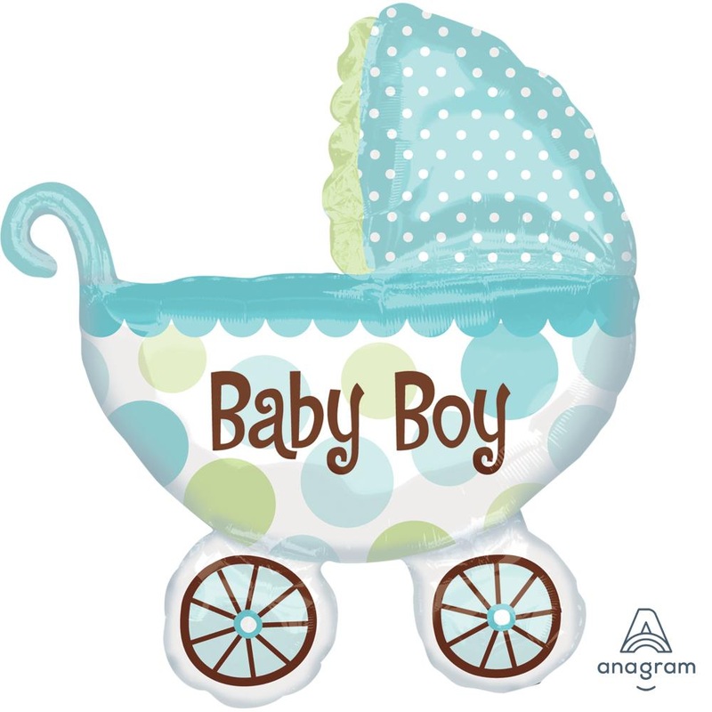 Nanu Baby Buggy Boy Supershape Foil Balloon 28in x 31in / 71cm x 78cm