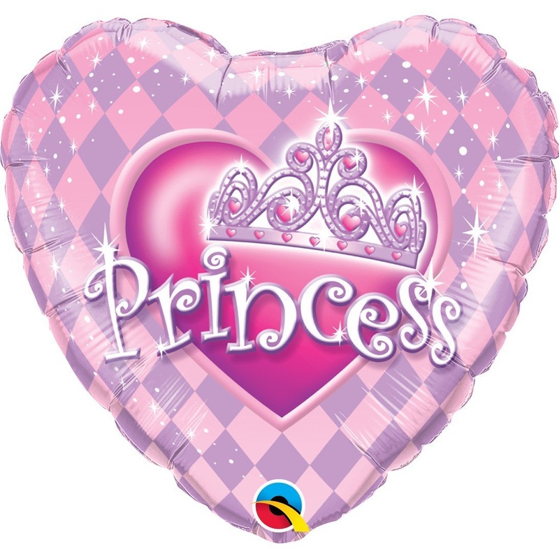 Princess Tiara Heart Pink Foil Balloon 18in / 46cm