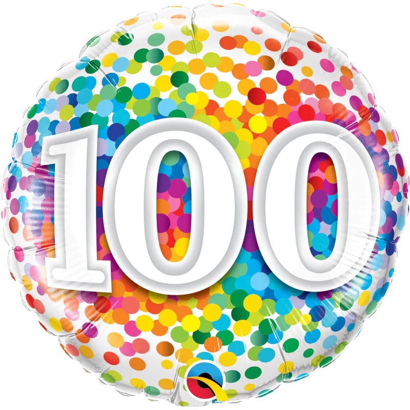 Qualatex 100 Rainbow Confetti Foil Balloon 18in
