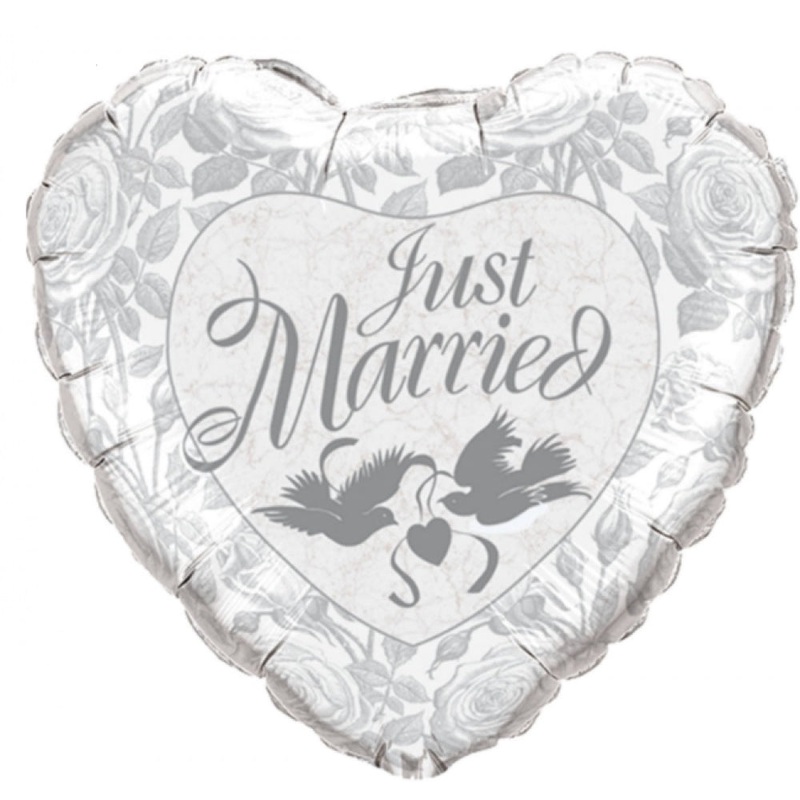 Qualatex Just Married Pearl Heart Foil Balloon 18in