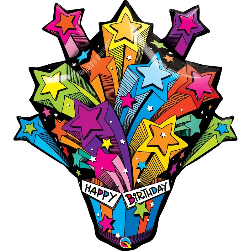 Shooting Stars Birthday Present - Supershape Foil Balloon 35in / 88cm