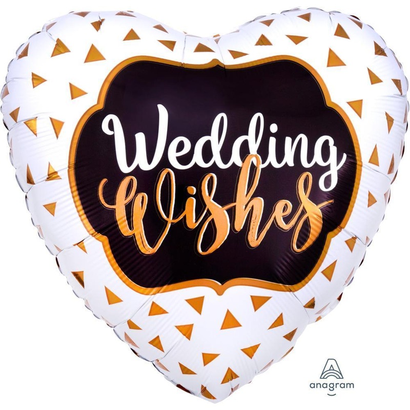 Wedding Wishes Gold Heart Foil Balloon 18in / 46cm