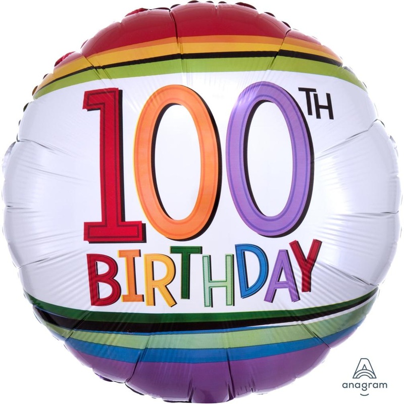 100th Birthday Round Foil Balloon 18in / 45cm